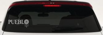 Pueblo with Dreamcatcher O Native American Indian Dream Catcher Car or Truck Window Vinyl Decal Sticker (White)