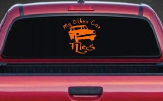 My Other Car Flies Potter Car or Truck Window Decal Sticker (Orange)