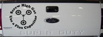 Screw High Gas Use a Flux Capacitor Car or Truck Window Decal Sticker (Black)