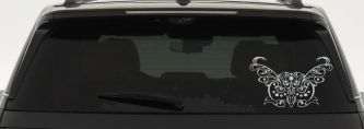 Owl Head Swirl with Dots Car or Truck Window Decal Sticker (Light Gray)