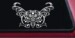 Owl Head Swirl with Dots Car or Truck Window Decal Sticker