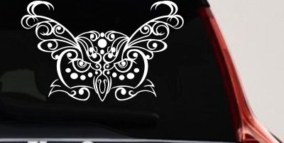 Owl Head Swirl with Dots Car or Truck Window Vinyl Decal Sticker