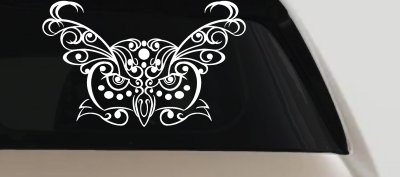 Owl Head Swirl with Dots Car or Truck Window Vinyl Decal Sticker
