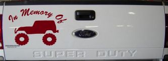 In Memory Of Jeep Off Road Car or Truck Window Decal Sticker (Burgundy)