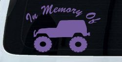 In Memory Of Jeep Off Road Car or Truck Window Decal Sticker (Purple)