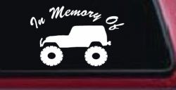 In Memory Of Jeep Off Road Car or Truck Window Decal Sticker