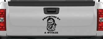 Protected By A Wookie Sci Fi Car or Truck Window Decal Sticker (Black)
