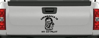 Chewbacca Is My Co Pilot Sci Fi Car or Truck Window Decal Sticker (Black)
