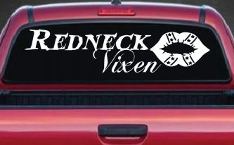 Redneck Vixen with Rebel Lips Country Car or Truck Window Decal Sticker