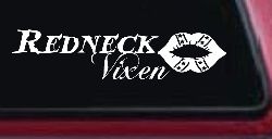 Redneck Vixen with Rebel Lips Country Car or Truck Window Decal Sticker
