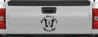Where There Is Love There Is Hope Butterfly Car or Truck Window Decal Sticker (Matte Black)