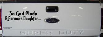 So God Made A Farmers Daughter Country Christian Car or Truck Window Decal Sticker (Black)