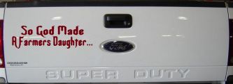 So God Made A Farmers Daughter Country Christian Car or Truck Window Decal Sticker (Burgundy)