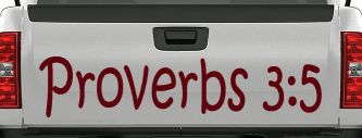 Proverbs 3 5 Christian Car or Truck Window Decal Sticker (Purple Red)