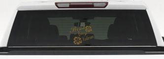 Proud Navy Veteran Hibiscus Flowers Military Car or Truck Window Vinyl Decal Sticker (Gold)