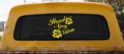 Proud Navy Veteran Hibiscus Flowers Military Car or Truck Window Vinyl Decal Sticker (Yellow)