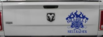 Hillbilly Hellraiser Country Car or Truck Window Vinyl Decal Sticker (Navy)