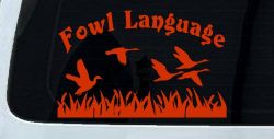 Fowl Language Duck Pond Hunting Car or Truck Window Decal Sticker (Orange Red)
