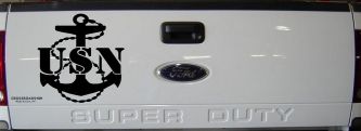 USN Navy Anchor Military Car or Truck Window Decal Sticker (Black)