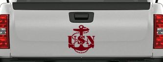 USN Navy Anchor Military Car or Truck Window Vinyl Decal Sticker (Burgundy)