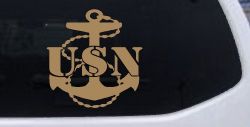 USN Navy Anchor Military Car or Truck Window Decal Sticker (Light Brown)