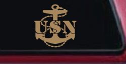 USN Navy Anchor Military Car or Truck Window Vinyl Decal Sticker (Light Brown)