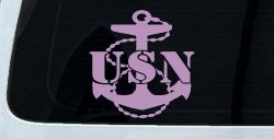 USN Navy Anchor Military Car or Truck Window Decal Sticker (Lilac)