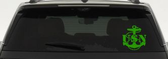USN Navy Anchor Military Car or Truck Window Decal Sticker (Lime)