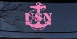 USN Navy Anchor Military Car or Truck Window Vinyl Decal Sticker (Pink)