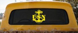 USN Navy Anchor Military Car or Truck Window Vinyl Decal Sticker (Yellow)