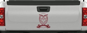 Cute Owl On Small Swirl Tree Limb Car or Truck Window Decal Sticker (Purple Red)