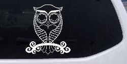 Cute Owl On Small Swirl Tree Limb Car or Truck Window Decal Sticker
