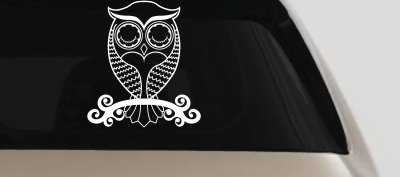 Cute Owl On Small Swirl Tree Limb Car or Truck Window Vinyl Decal Sticker