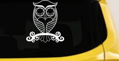 Cute Owl On Small Swirl Tree Limb Car or Truck Window Vinyl Decal Sticker