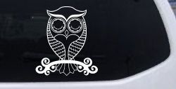 Cute Owl On Small Swirl Tree Limb Car or Truck Window Decal Sticker