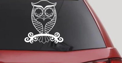 Cute Owl On Small Swirl Tree Limb Car or Truck Window Vinyl Decal Sticker