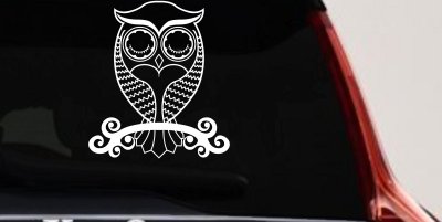 Cute Owl On Small Swirl Tree Limb Car or Truck Window Vinyl Decal Sticker