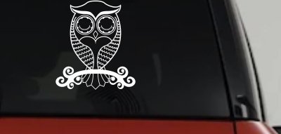 Cute Owl On Small Swirl Tree Limb Car or Truck Window Vinyl Decal Sticker
