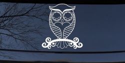 Cute Owl On Small Swirl Tree Limb Car or Truck Window Decal Sticker