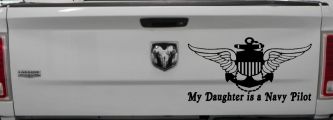 My Daughter Is A Navy Pilot Anchor Wings Military Car or Truck Window Vinyl Decal Sticker (Black)