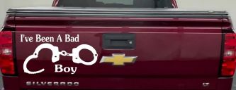 Ive Been A Bad Boy Handcuffs Car or Truck Window Decal Sticker (White)