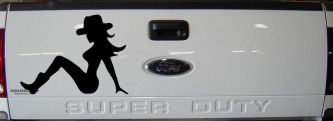 Mudflap Cowgirl Country Car or Truck Window Decal Sticker (Black)
