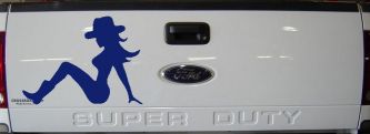 Mudflap Cowgirl Country Car or Truck Window Vinyl Decal Sticker (Navy)