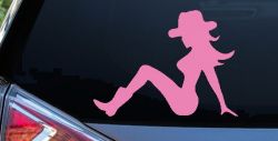Mudflap Cowgirl Country Car or Truck Window Decal Sticker (Pink)