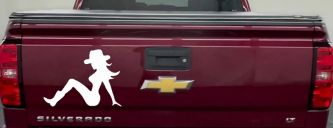 Mudflap Cowgirl Country Car or Truck Window Decal Sticker (White)