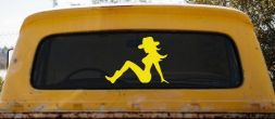 Mudflap Cowgirl Country Car or Truck Window Decal Sticker (Yellow)