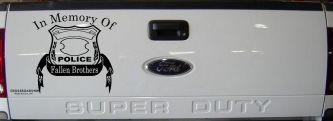 In Memory Of Fallen Police Brothers Car or Truck Window Vinyl Decal Sticker (Black)