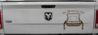 In Memory Of Fallen Police Brothers Car or Truck Window Vinyl Decal Sticker (Brown)