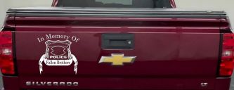 In Memory Of Fallen Police Brothers Car or Truck Window Decal Sticker (White)