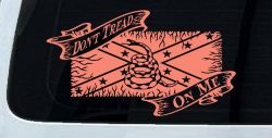 Don't Tread On Me Gadsden Rebel Flag Country Car or Truck Window Decal Sticker (Coral)